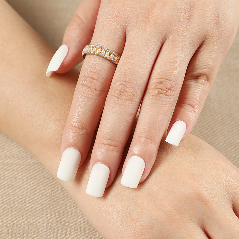 Matte Color Block square press-on nail collection