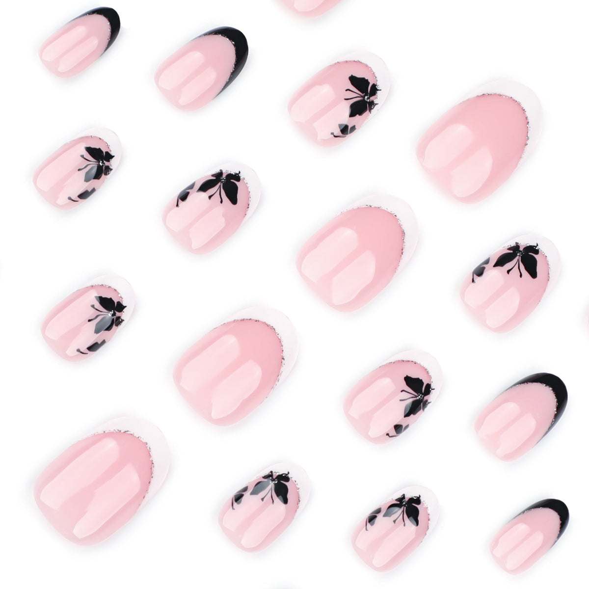 Butterfly French short round press-on nails