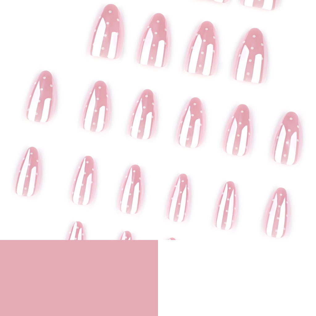 White Dot Flash short pointed press-on nails, alternate view 4