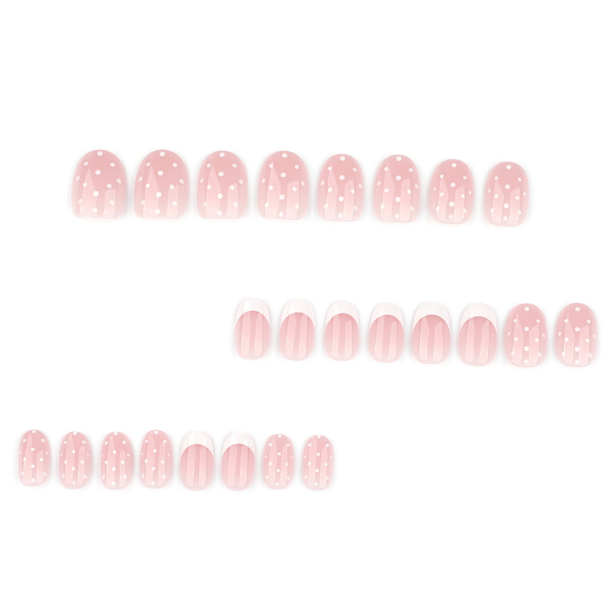 Blush Dot French pink polka dot press-on nails