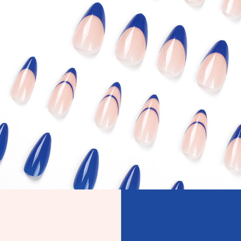 Blue French Minimal press-on nails