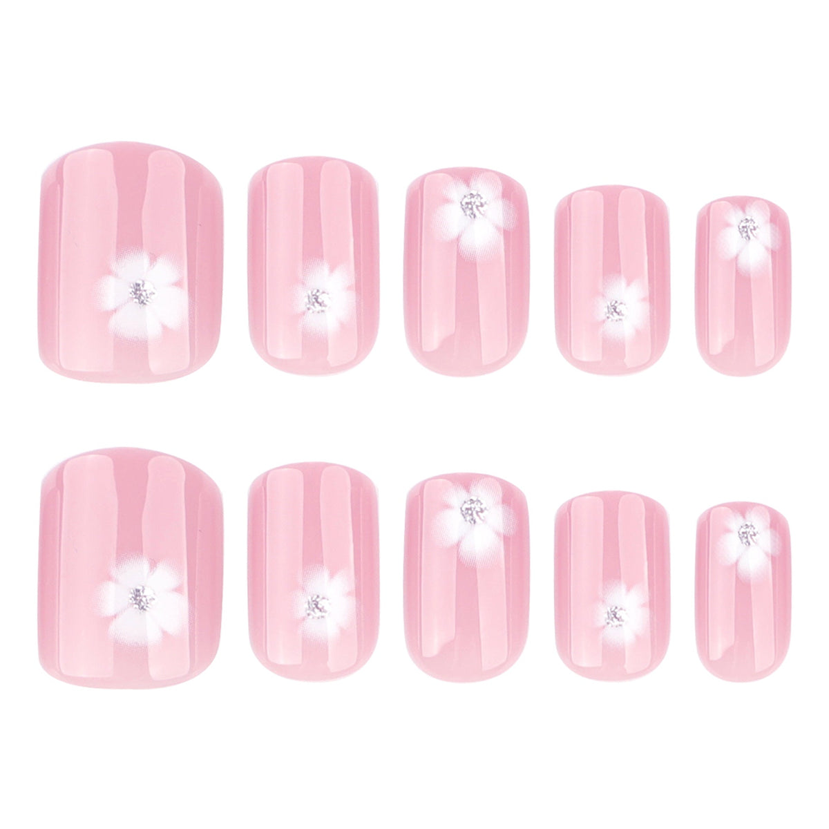 Summer White Blossom press-on nails, alternate view 5