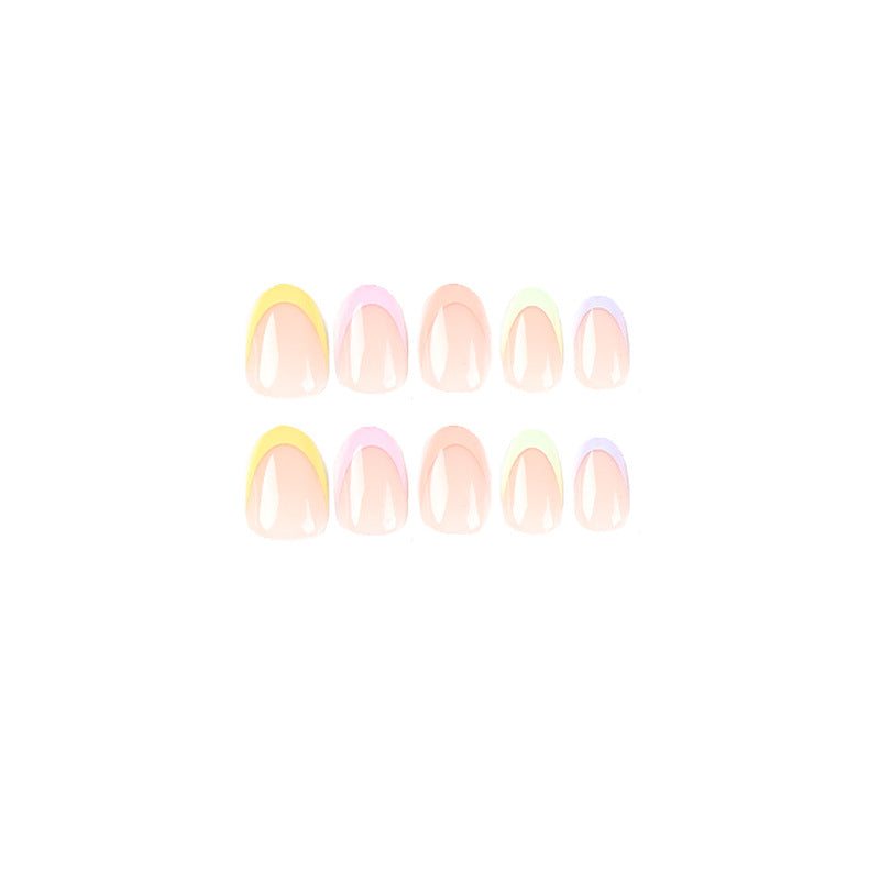Rainbow French almond press-on nails
