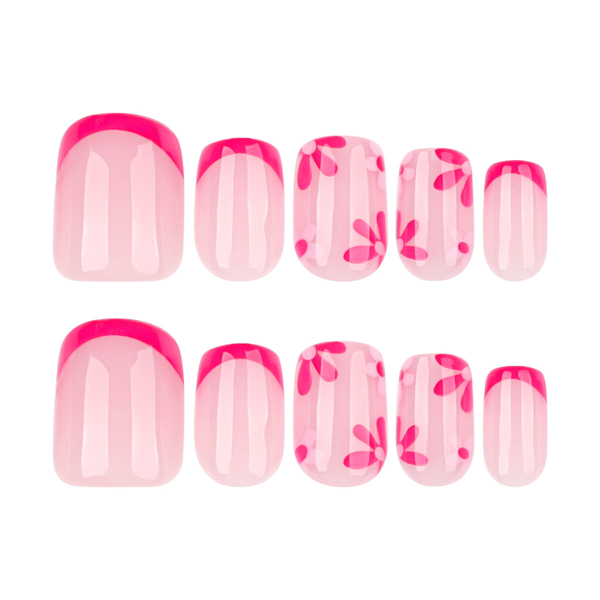 Scarlet Bloom French short square press-on nails