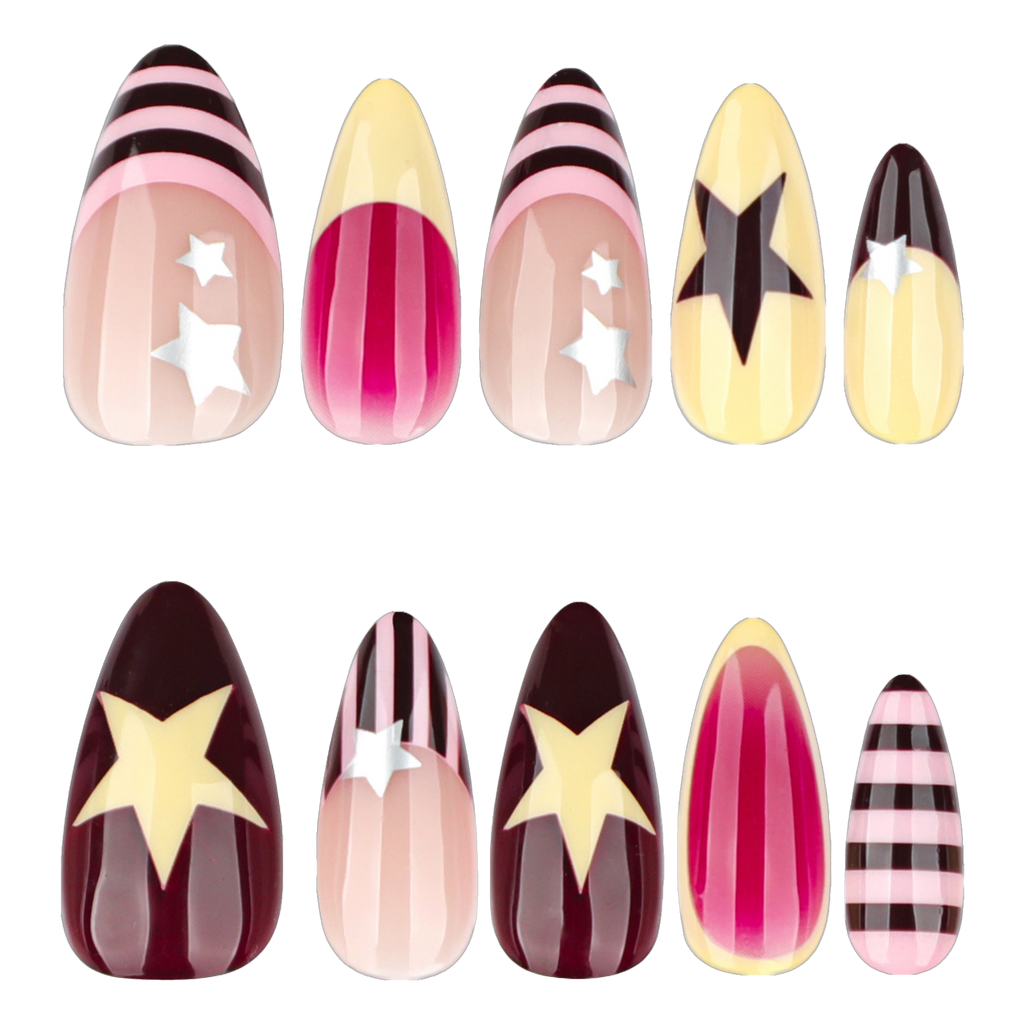 Celestial Star Almond press-on nails