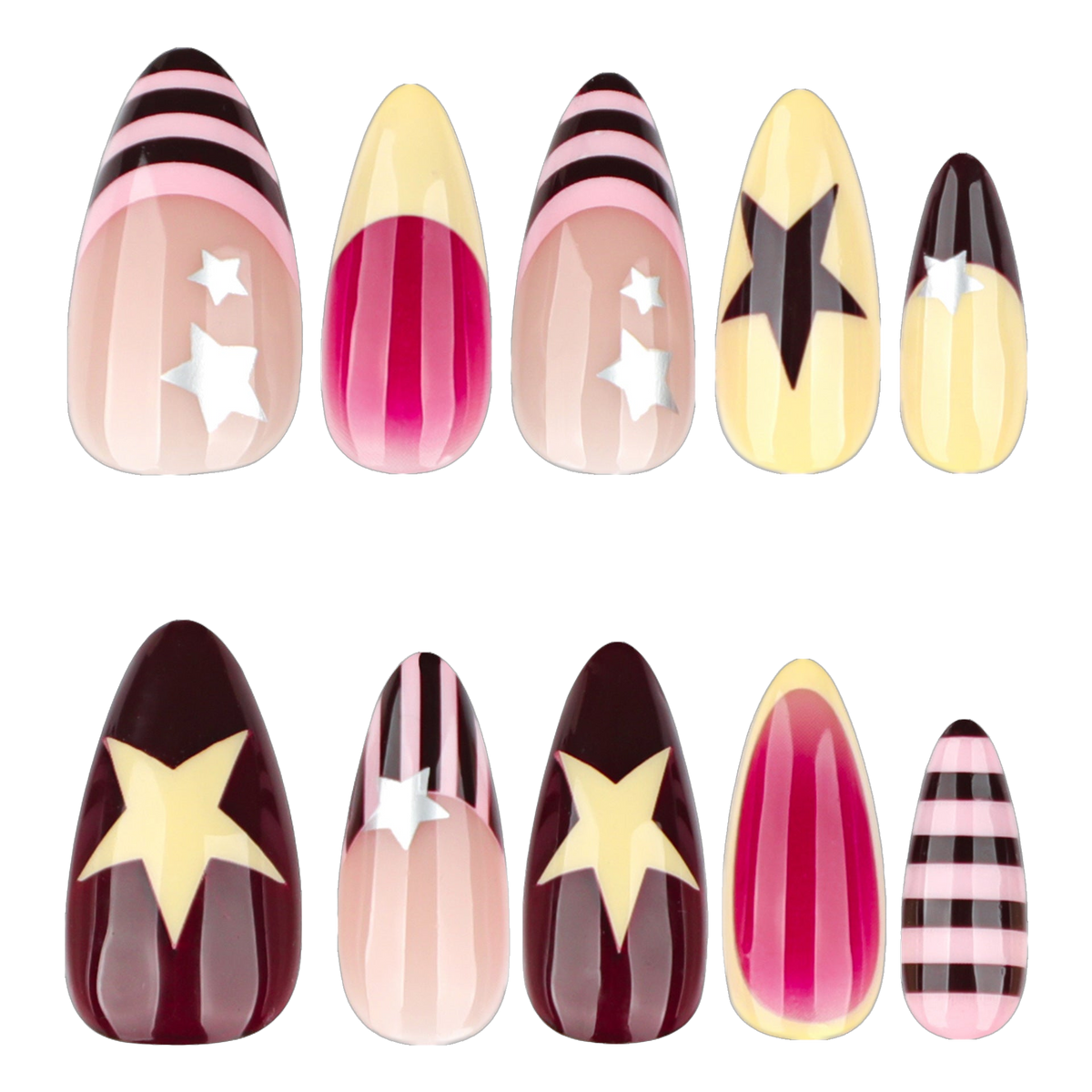 Celestial Star Almond press-on nails