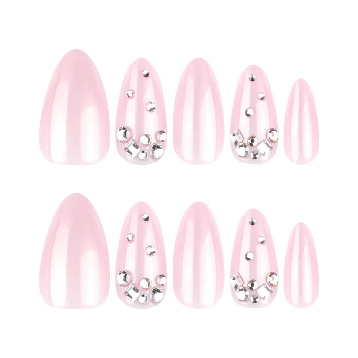 Nude Floral Shimmer almond press-on nails
