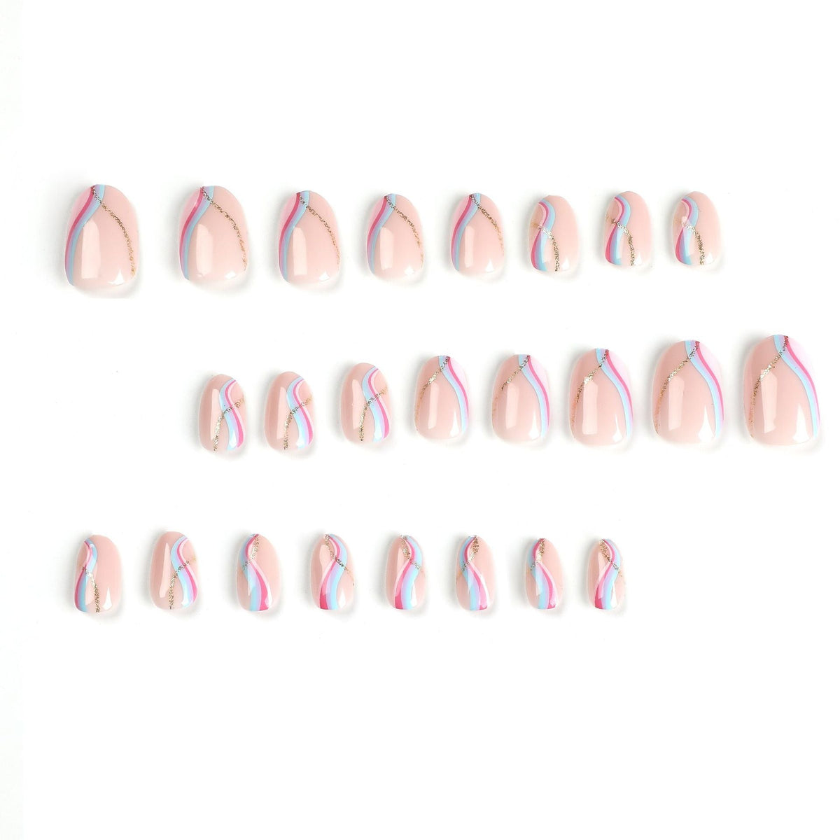 Pastel Wave Gold short press-on nails