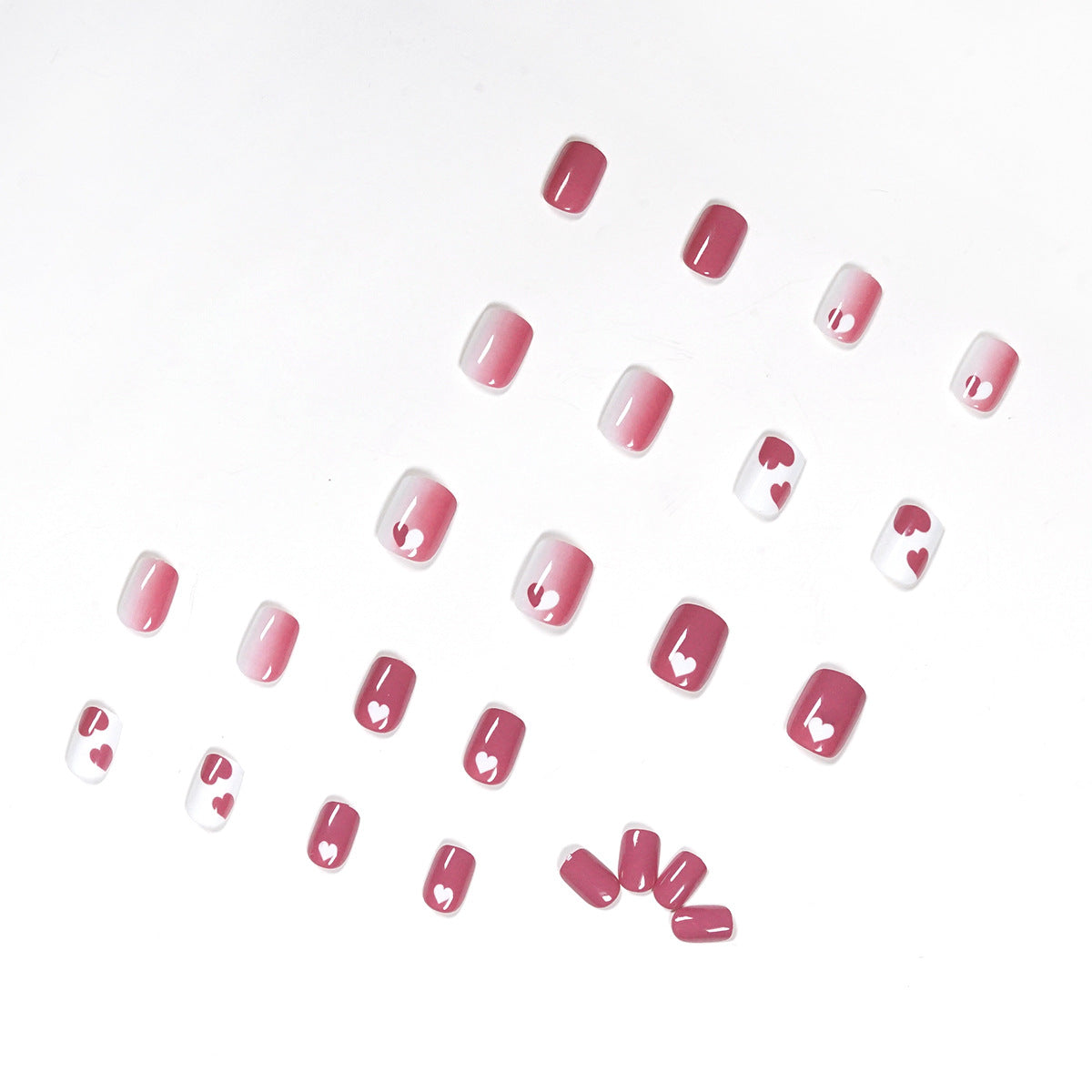 Raspberry Heart Graffiti press-on nails