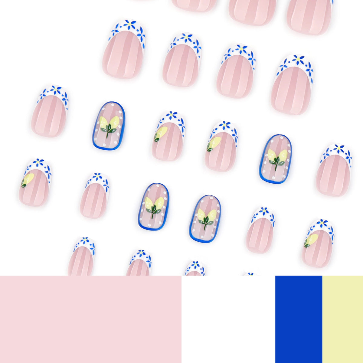 Citrus Daisy lemon and floral press-on nails