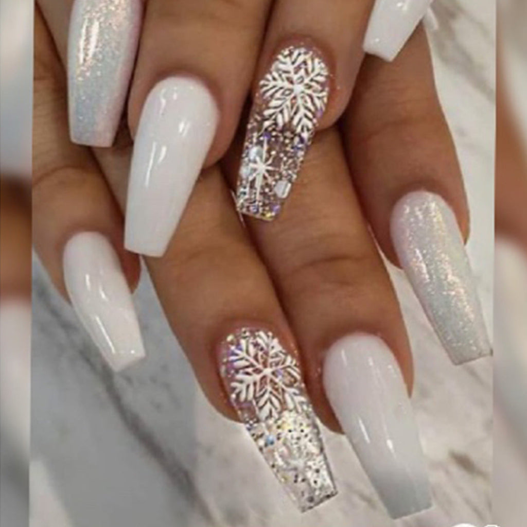 Snowfall Glitter Ballet short press-on nails