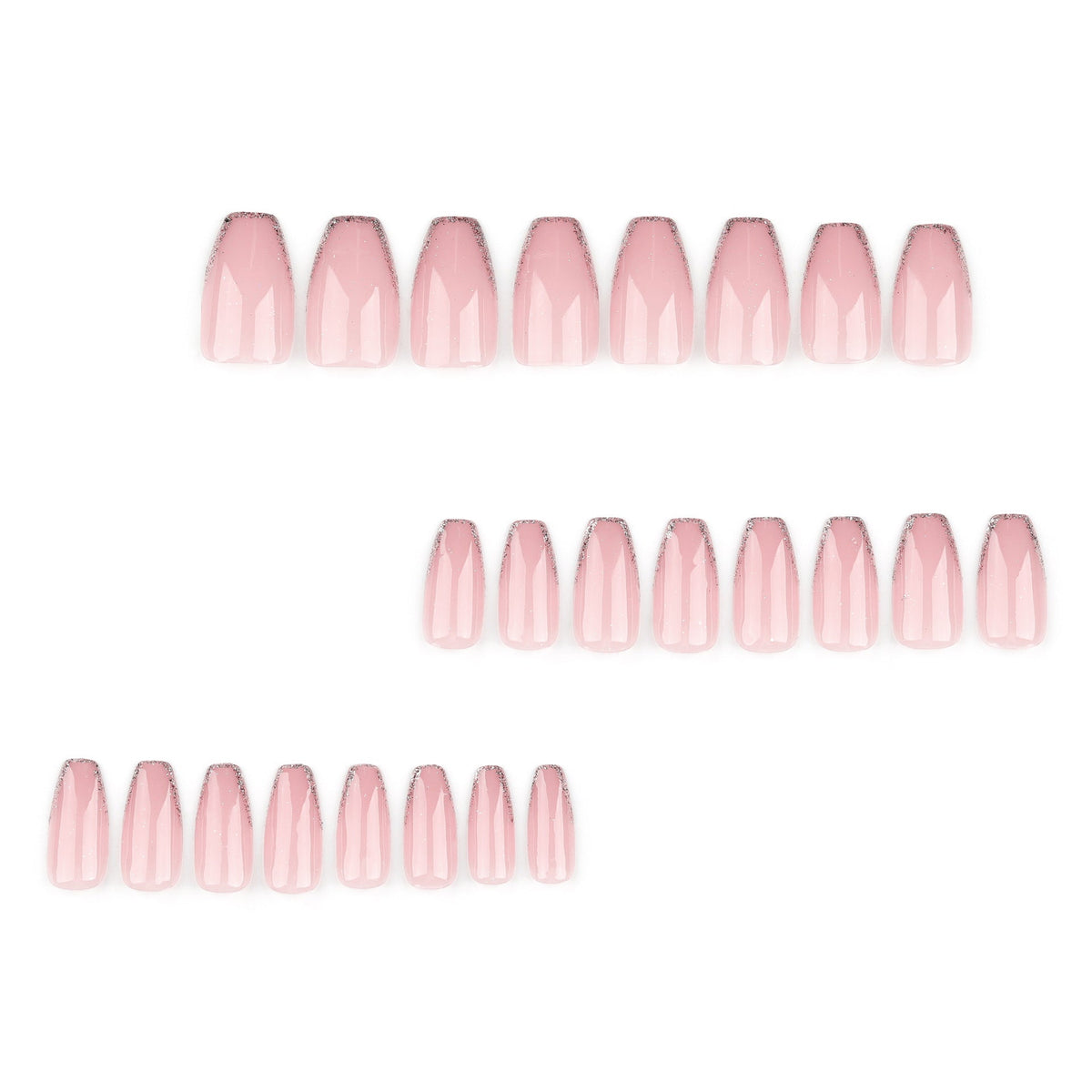 Blush Glitter French short ballet press-on nails