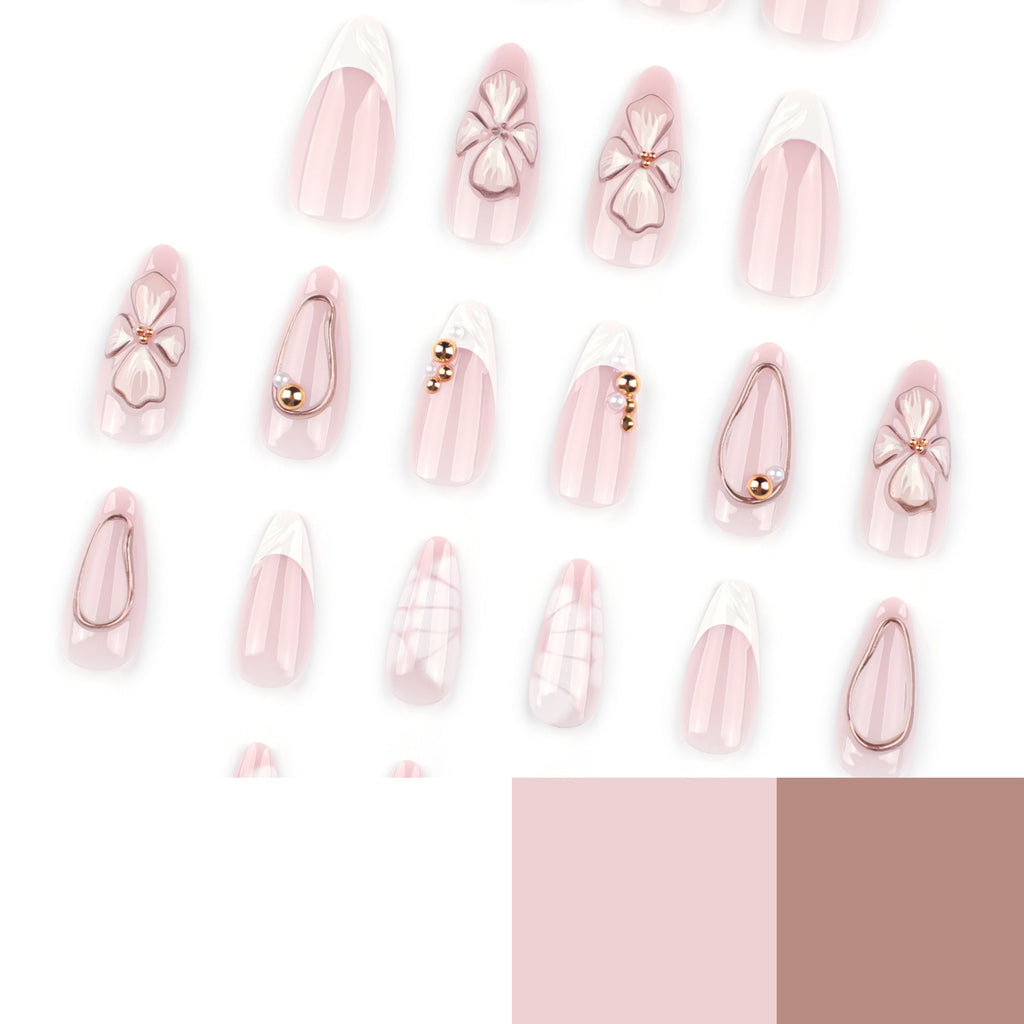 Fresh 3D Blossom short almond press-on nails