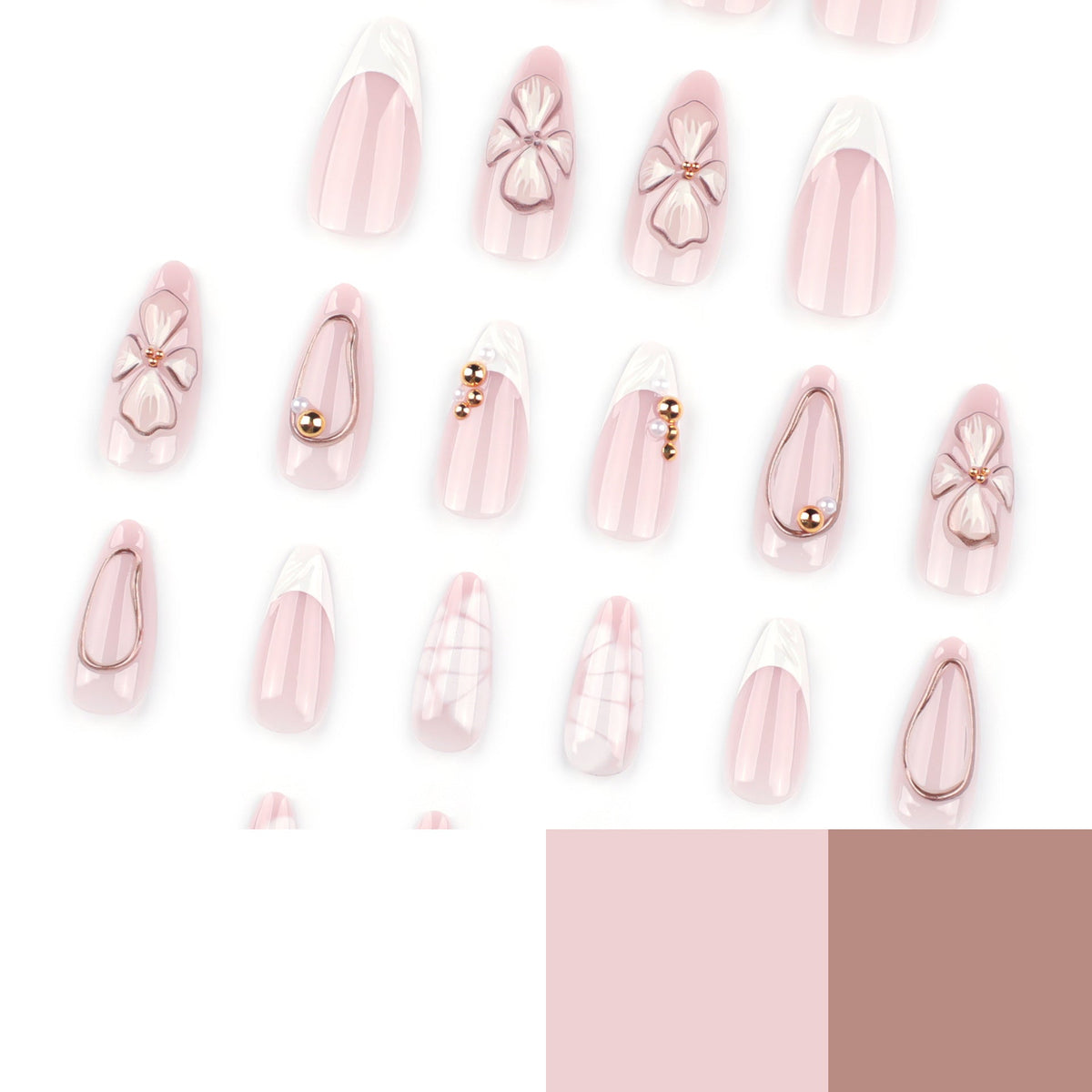 Fresh 3D Blossom short almond press-on nails