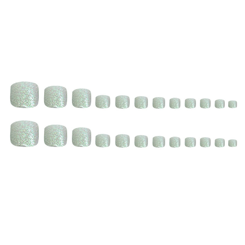 Silver Flash press-on toenails