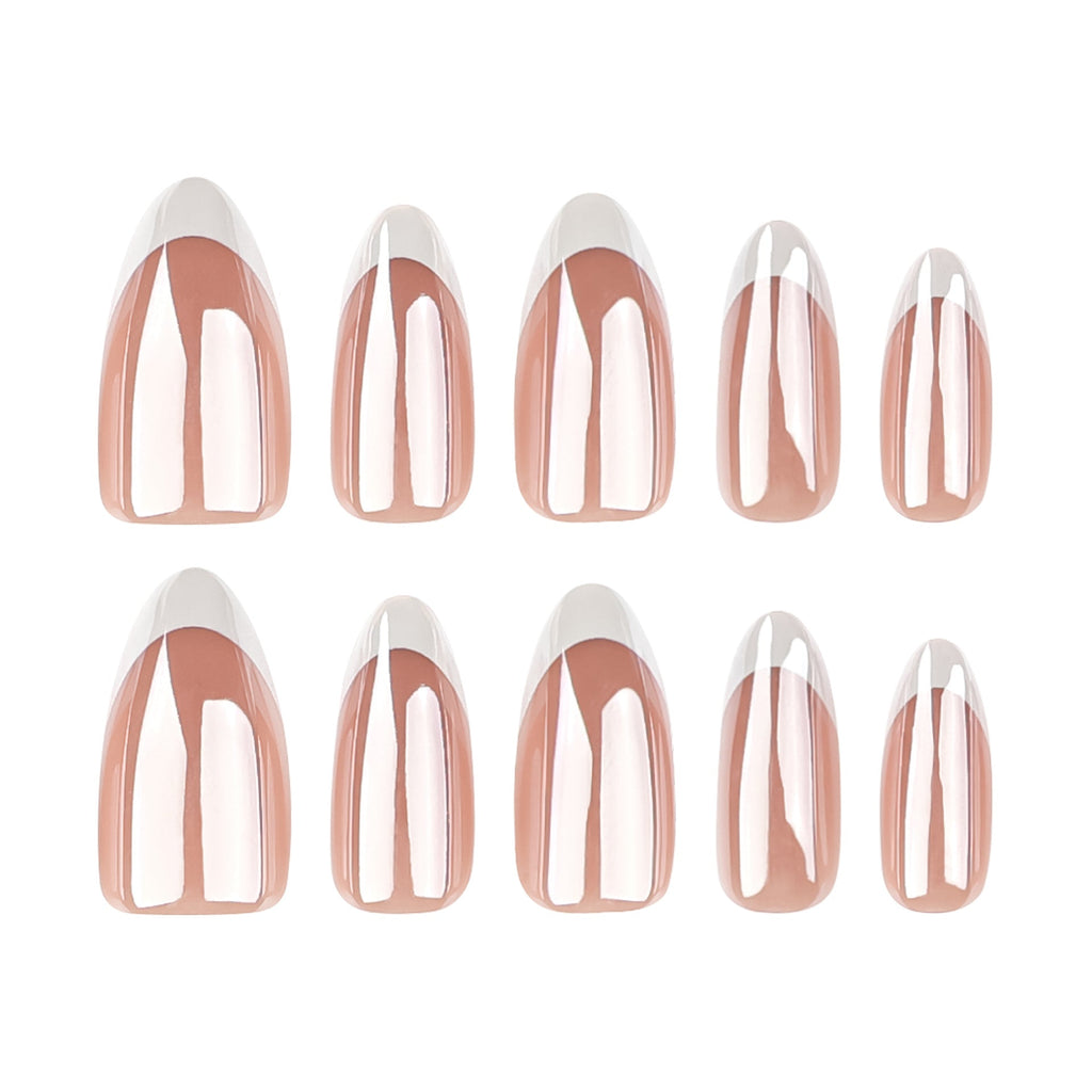 Clean French Almond short press-on nails