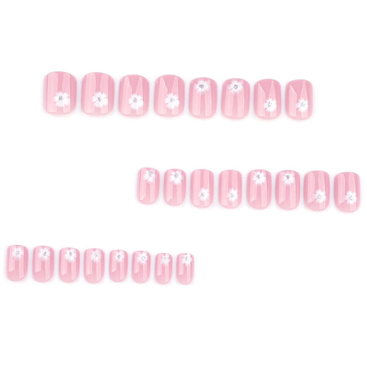 Summer White Blossom press-on nails, alternate view 2