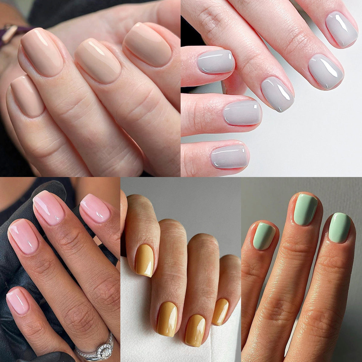 Solid Color Short Square press-on nail collection