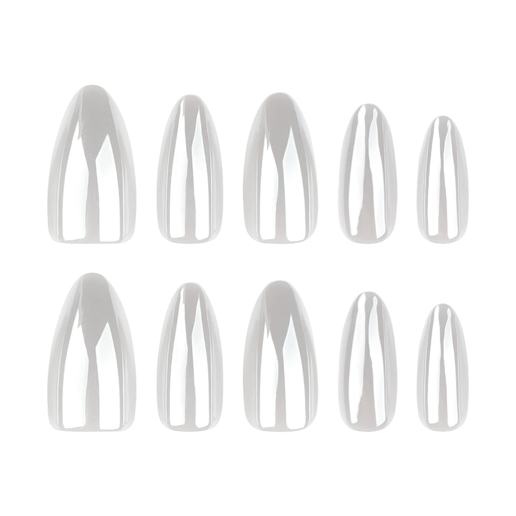 Porcelain White short almond press-on nails