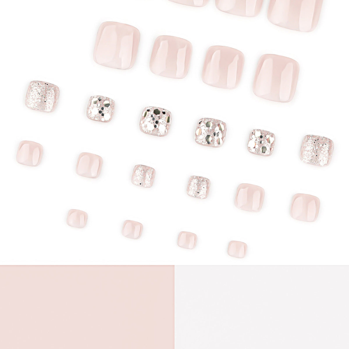 Starlit Cat Eye glitter press-on toenails