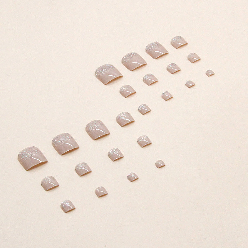 Blush Fade gradient press-on toenails