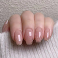 Blush Glitter French short ballet press-on nails