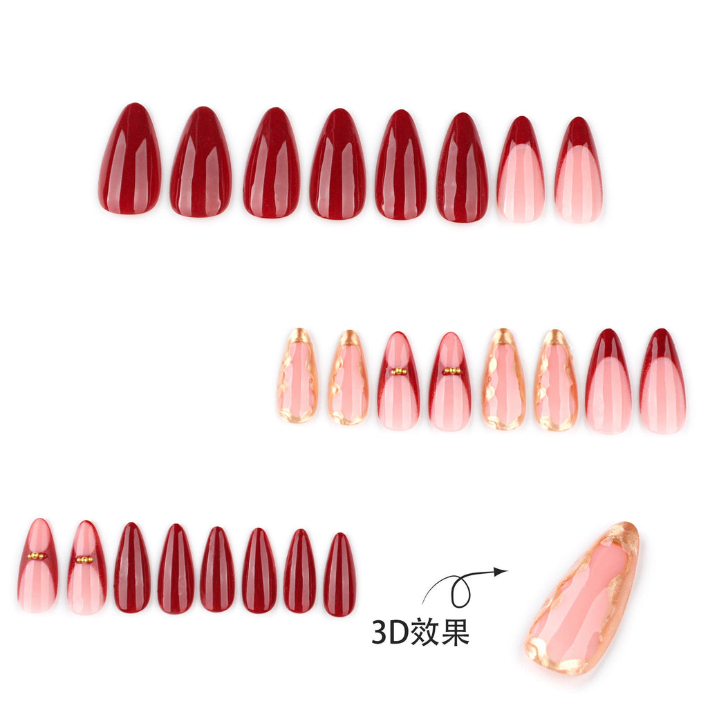 Scarlet French Almond red press-on nails