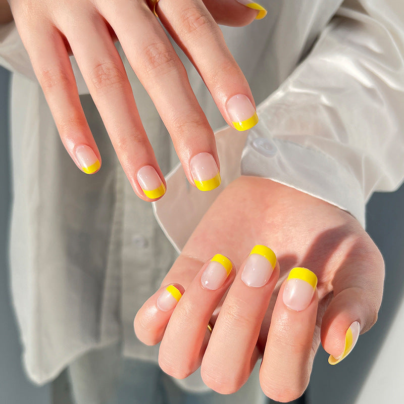Sunny French yellow press-on nails
