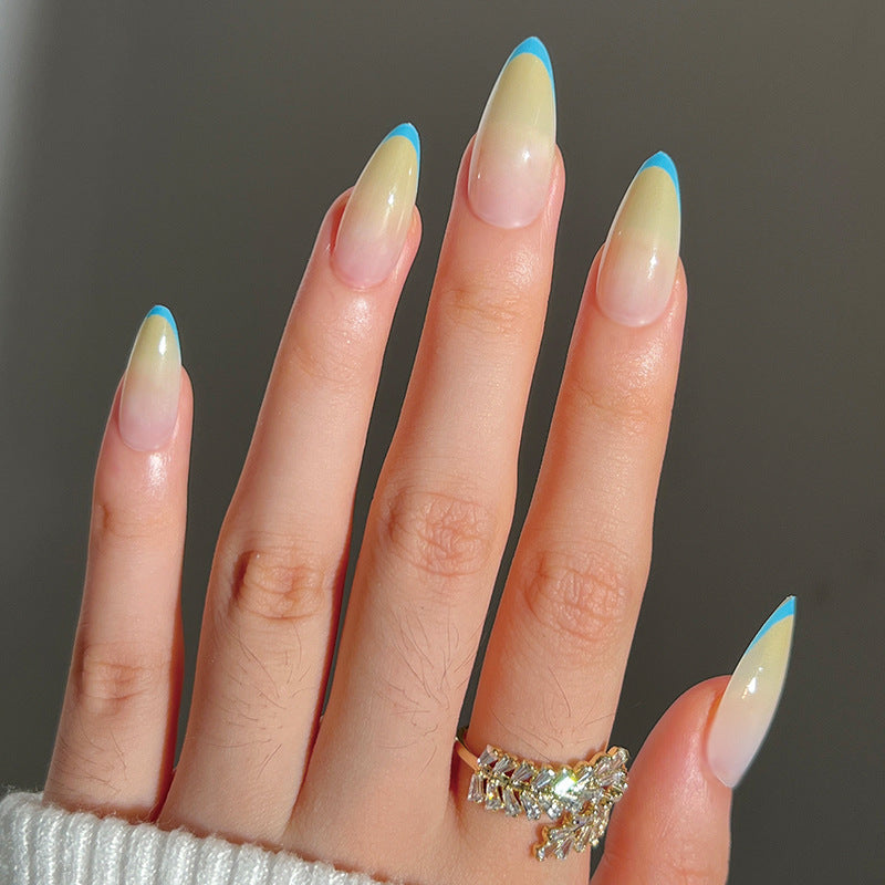Blue Fade French press-on nails