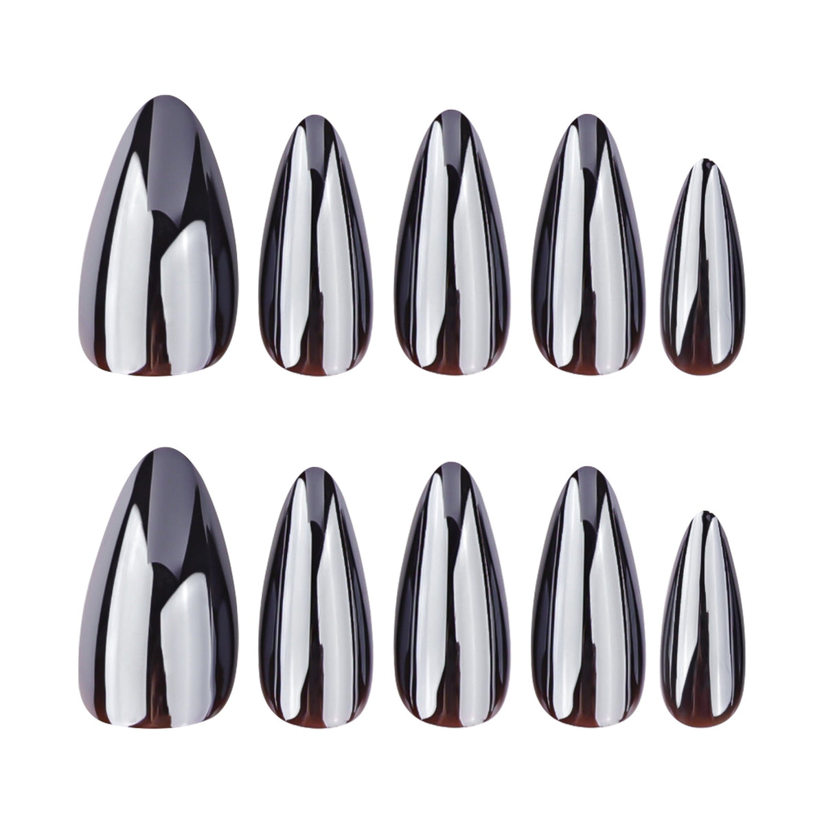 Midnight Almond short black press-on nails
