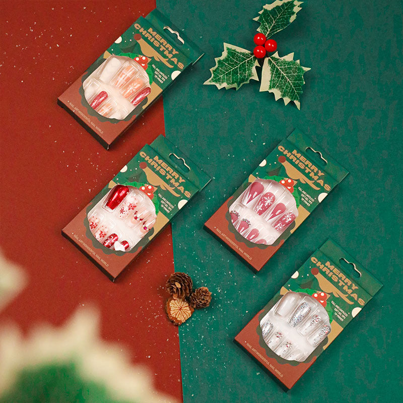 Holiday Ballet French Christmas press-on nails