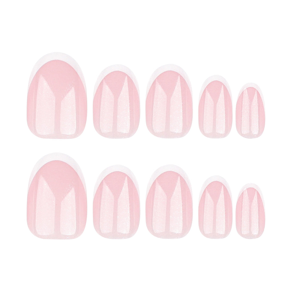 Classic Blush French short round press-on nails