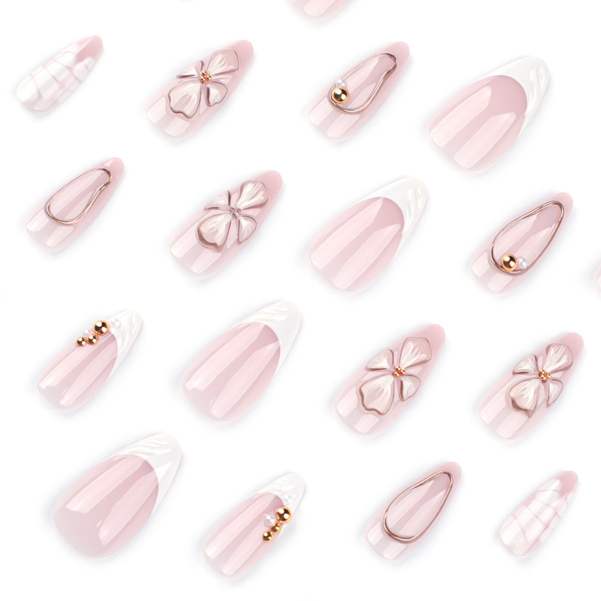 Fresh 3D Blossom short almond press-on nails