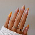 Orange Blossom French floral press-on nails