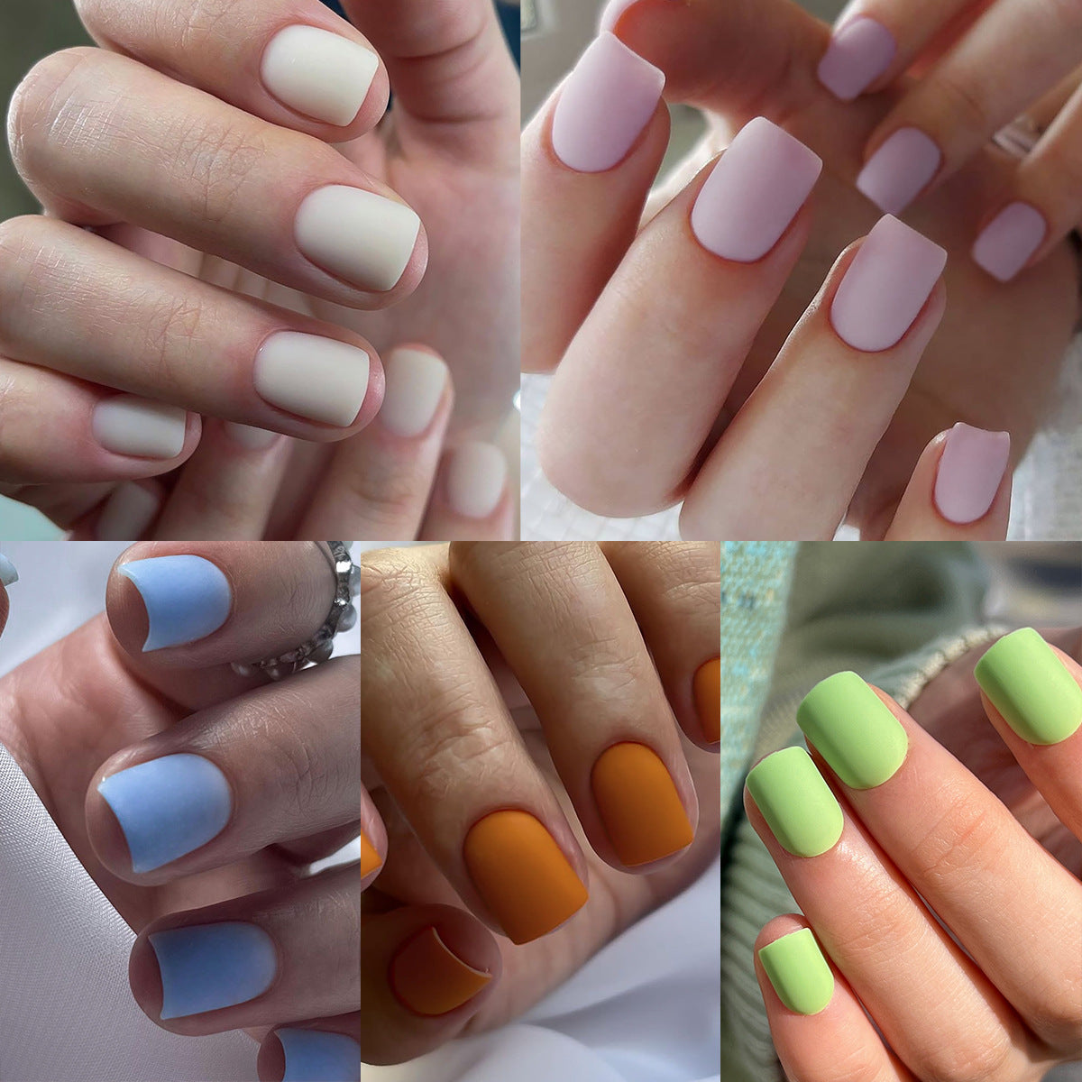 Frosted Solid Square press-on nail collection