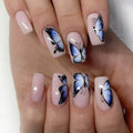 Butterfly Square medium-long press-on nails