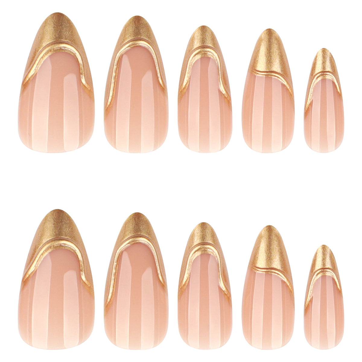 Gilded French Almond 3D press-on nails