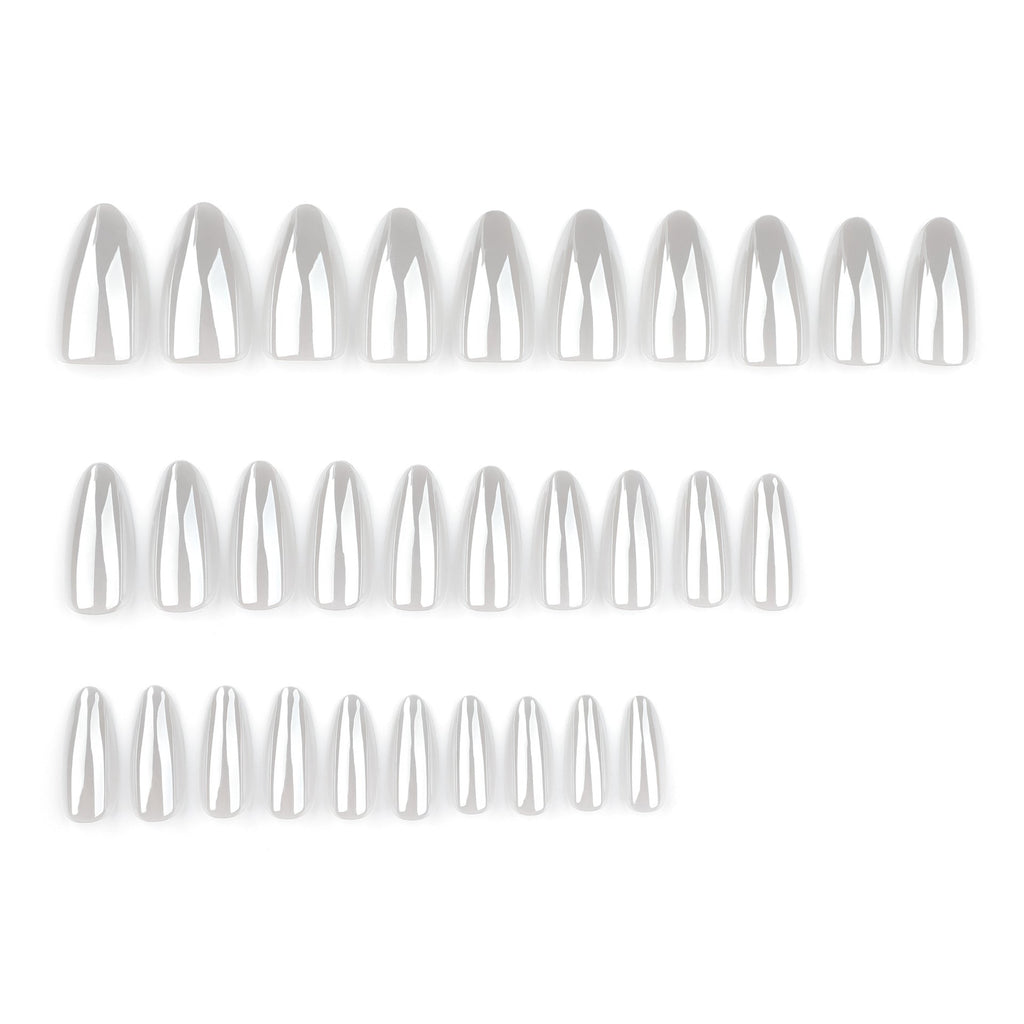Porcelain White short almond press-on nails