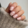 Nude Sweetheart white heart press-on nails