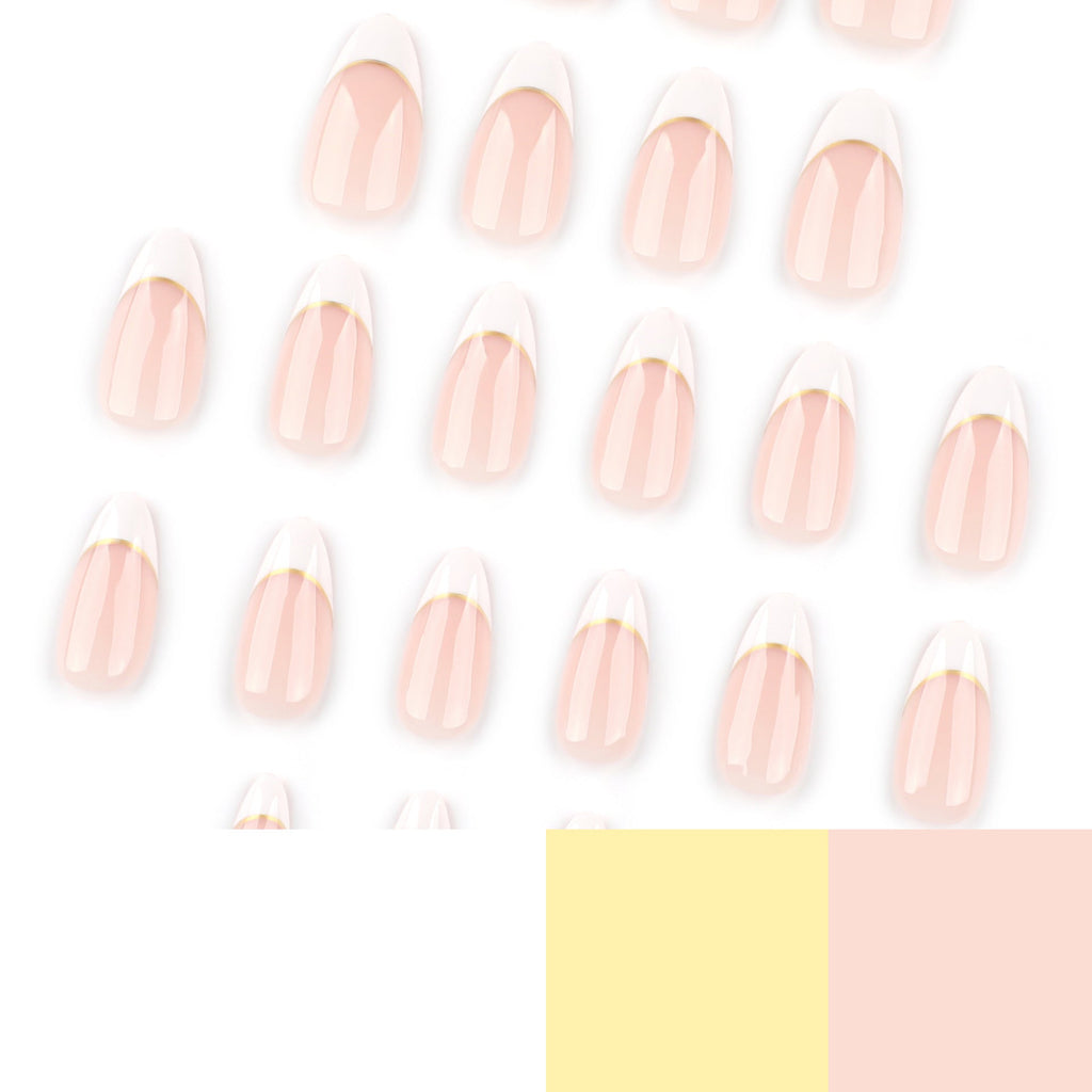 Gilded Curve French short almond press-on nails