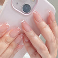 Nude French Ballet white-tip press-on nails