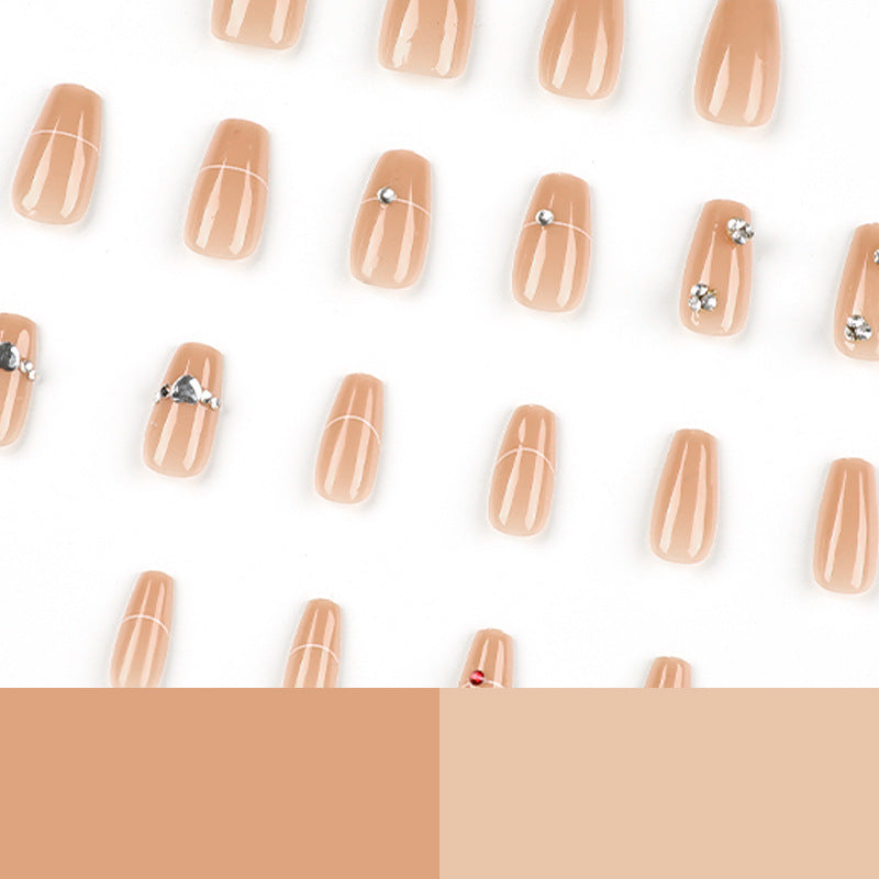 Nude Crystal Line rhinestone press-on nails