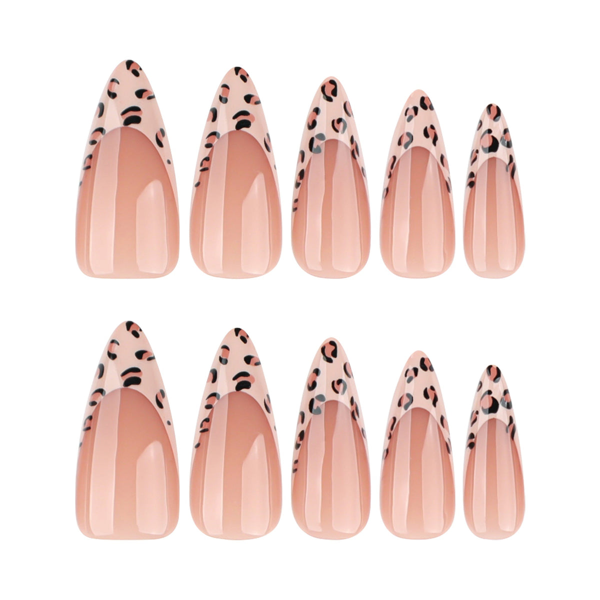 Leopard French Almond press-on nails