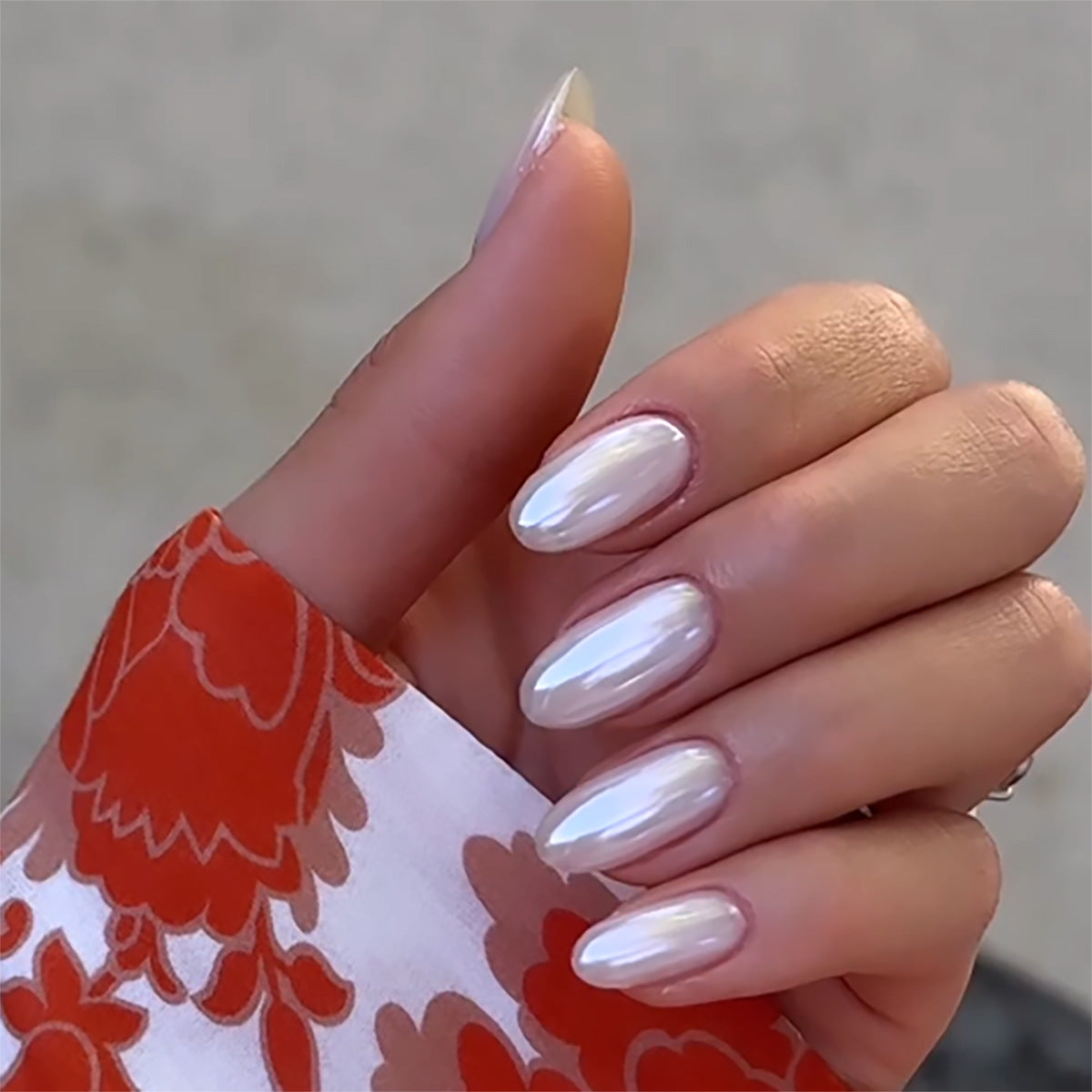 White Prism iridescent press-on nails