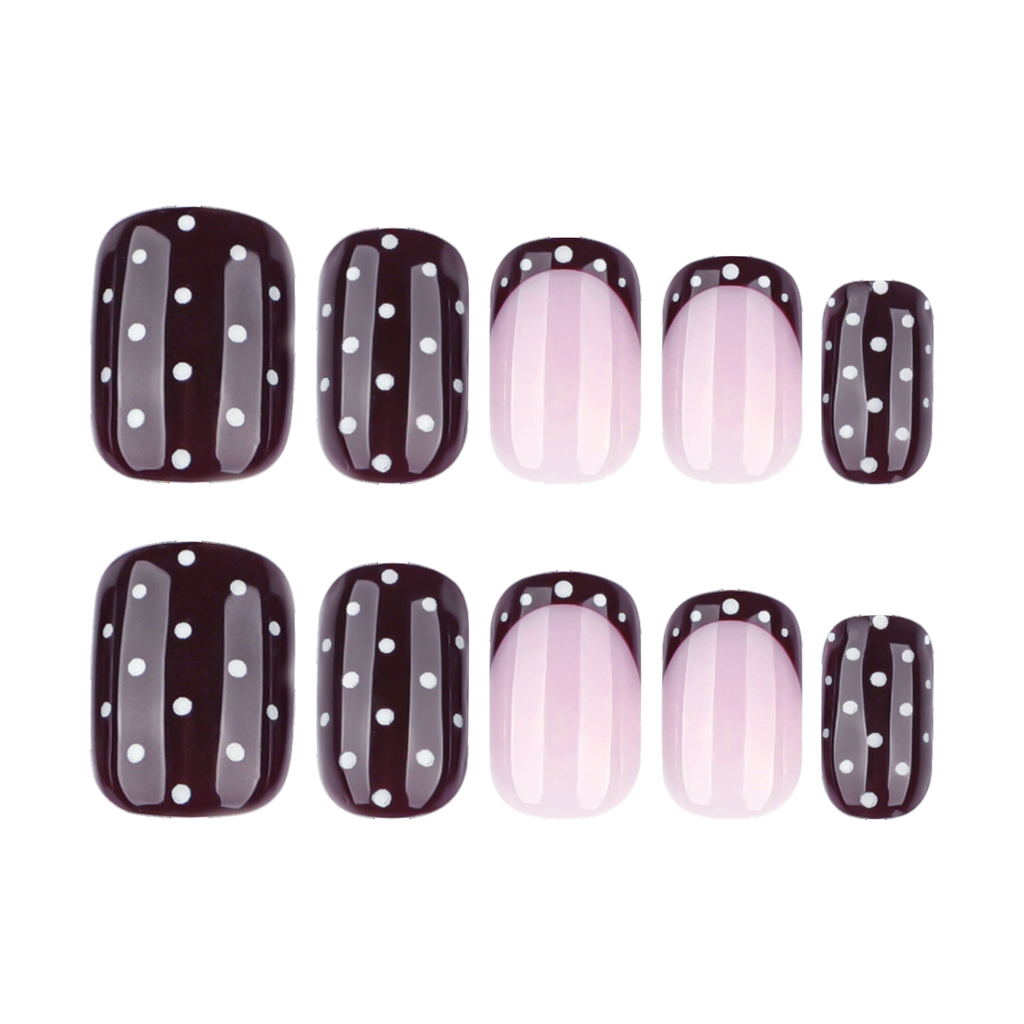 Merlot Dot short square wine red press-on nails