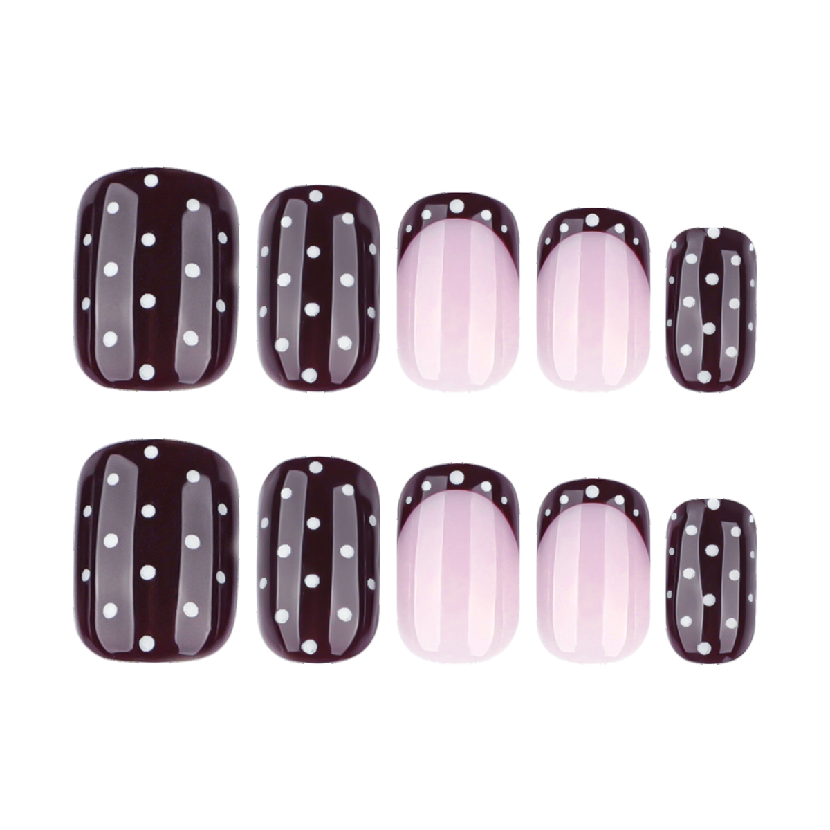 Merlot Dot short square wine red press-on nails