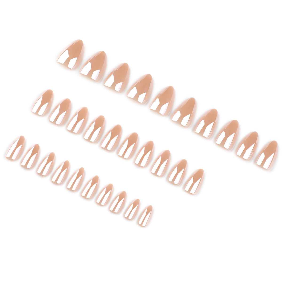 Nude Flash short almond press-on nails