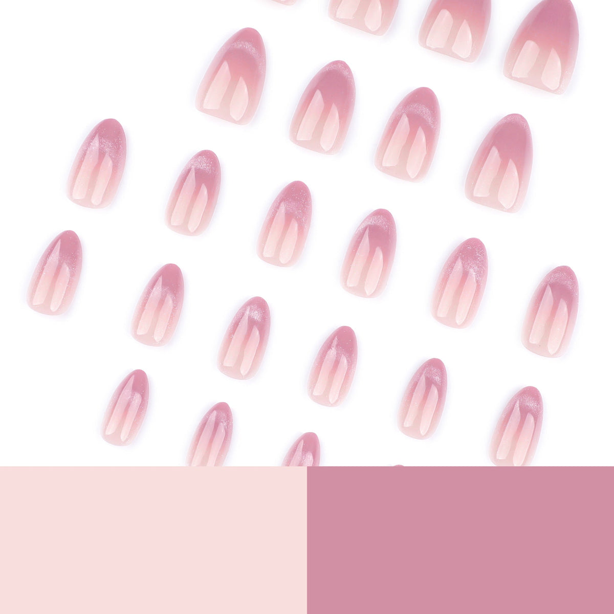 Orchid Cat Eye French pink and purple short almond press-on nails