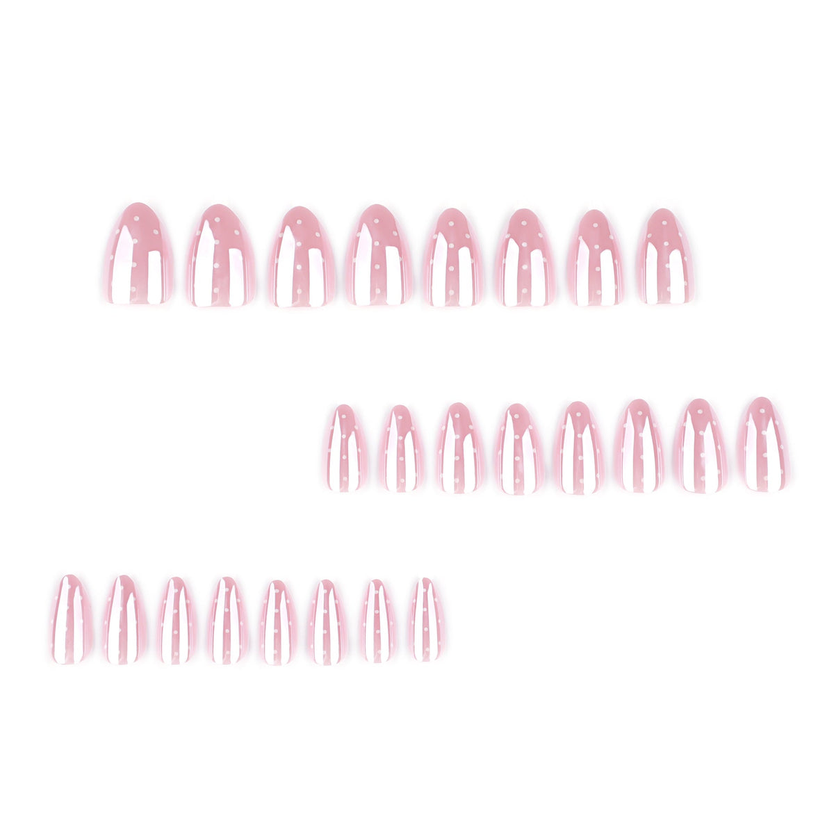 White Dot Flash short pointed press-on nails, alternate view 2
