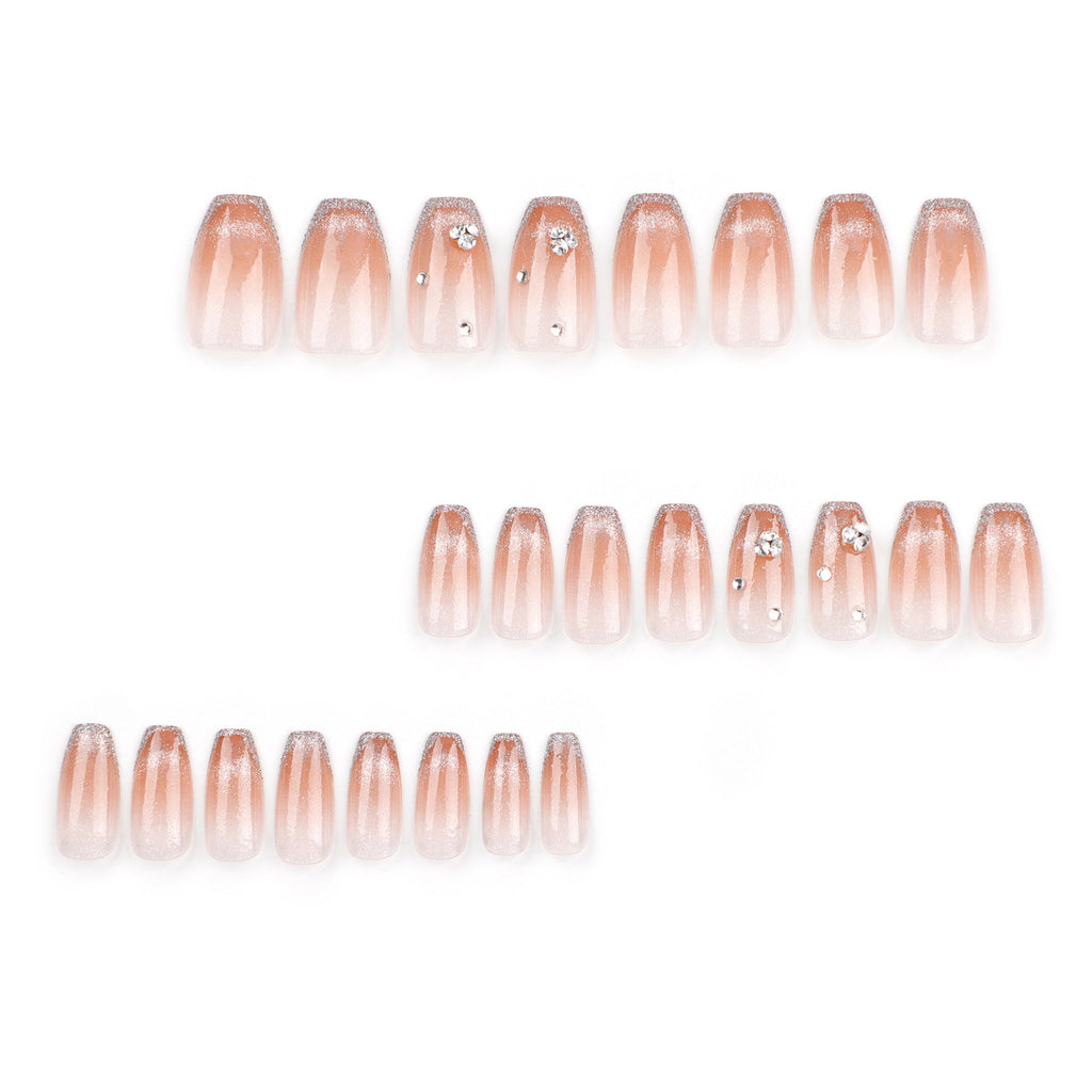 Crystal Fade French gradient press-on nails
